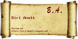 Biri Anett névjegykártya